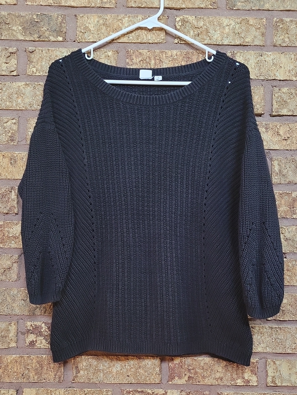 Gap Black Knit Sweater Half Sleeve Size Medium 100% Cotton Fall Casual